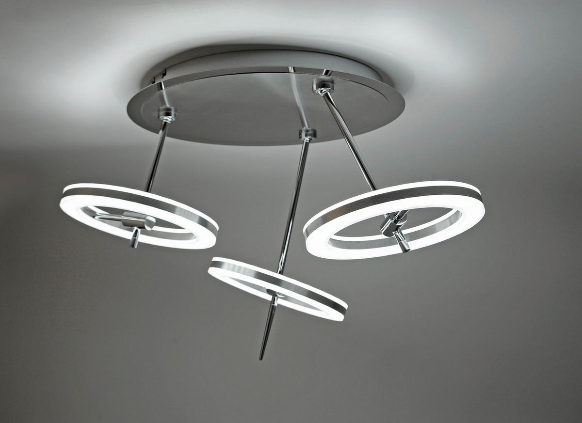 LED-DECKENLEUCHTE 55/55/35,5 cm  - Edelstahlfarben, Design, Kunststoff/Metall (55/55/35,5cm) - Just Light