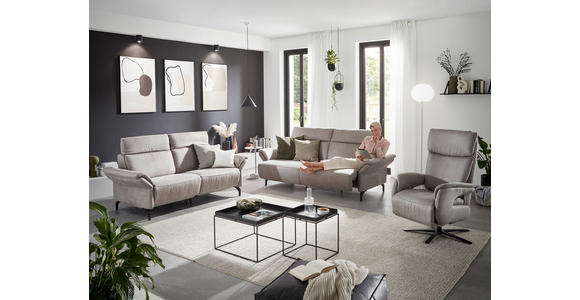 2-SITZER-SOFA in Lederlook Hellgrau - Hellgrau/Schwarz, KONVENTIONELL, Textil/Metall (216/103/92cm) - Dieter Knoll
