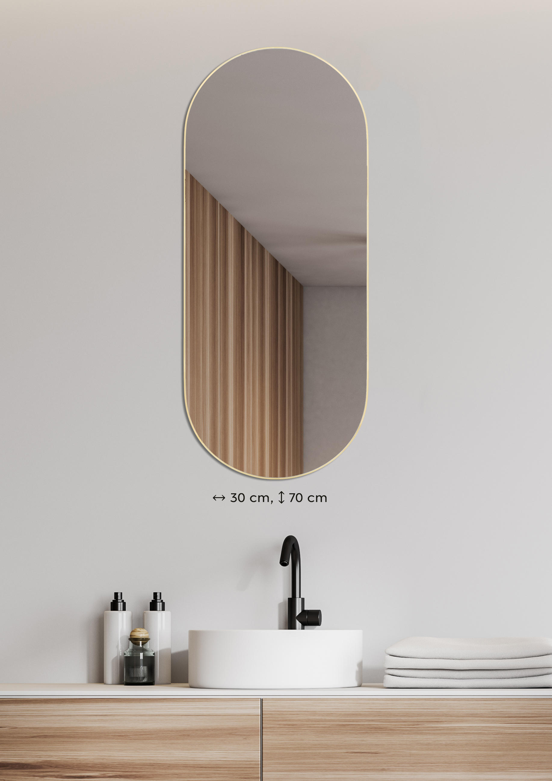 WANDSPIEGEL 30/70/1 cm    in  - Goldfarben, Trend, Glas/Metall (30/70/1cm)