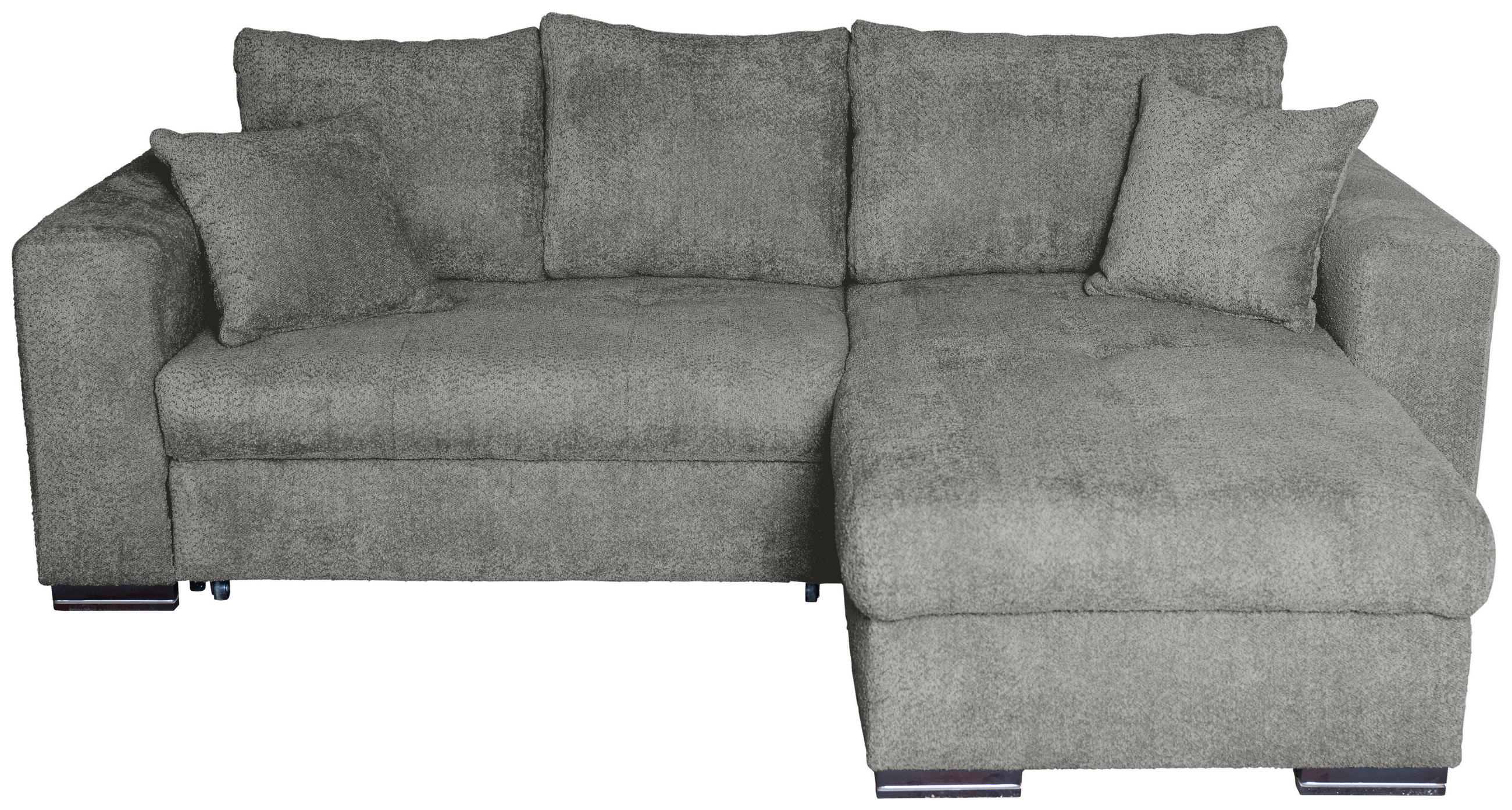 ECKSOFA Grau Webstoff Zierkissen, Rückenkissen, Schlaffunktion, Rücken echt, Stauraum, Liegefläche im Originalstoff  - Braun/Grau, KONVENTIONELL, Holz/Textil (170/235cm) - Carryhome