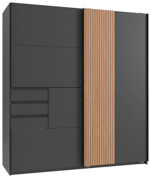 SCHWEBETÜRENSCHRANK 180/198/65 cm 2-türig Graphitfarben, Eiche Artisan  - Schwarz/Graphitfarben, MODERN, Holzwerkstoff/Metall (180/198/65cm) - MID.YOU