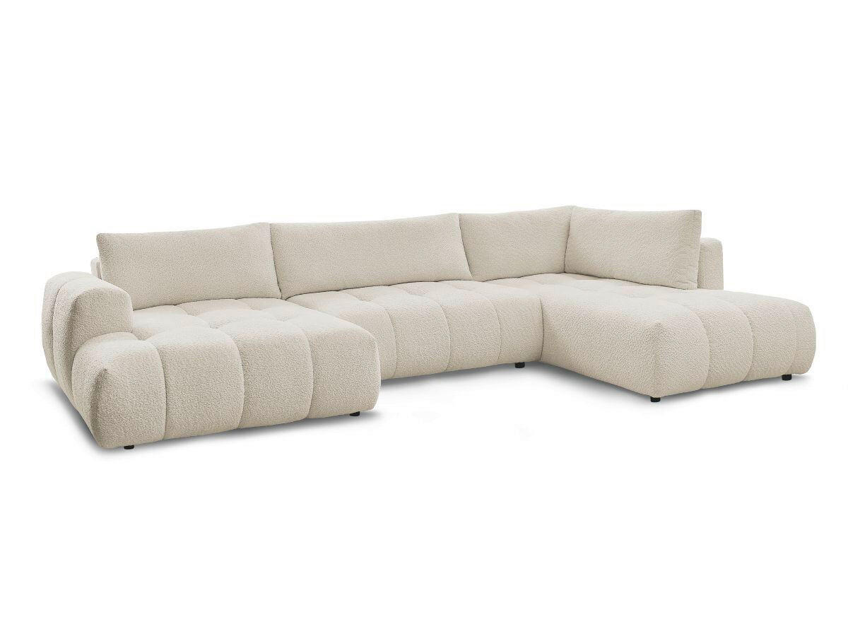 WOHNLANDSCHAFT  FUJI  Beige Bouclé  - Beige/Schwarz, MODERN, Kunststoff/Textil (160/377/204cm)