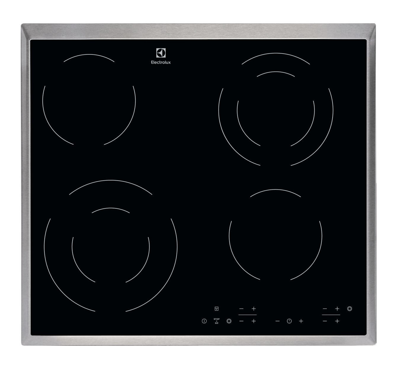 PLOČA EHF6342XOK - crna, Design, staklo/metal (57,6/3,8/51,6cm) - Electrolux