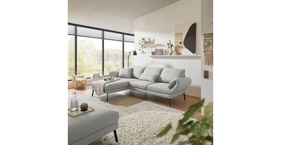 ECKSOFA  in Flachgewebe Silberfarben  175-224/255-365 cm  - Silberfarben/Schwarz, Design, Textil/Metall (175-224/255-365cm) - Dieter Knoll