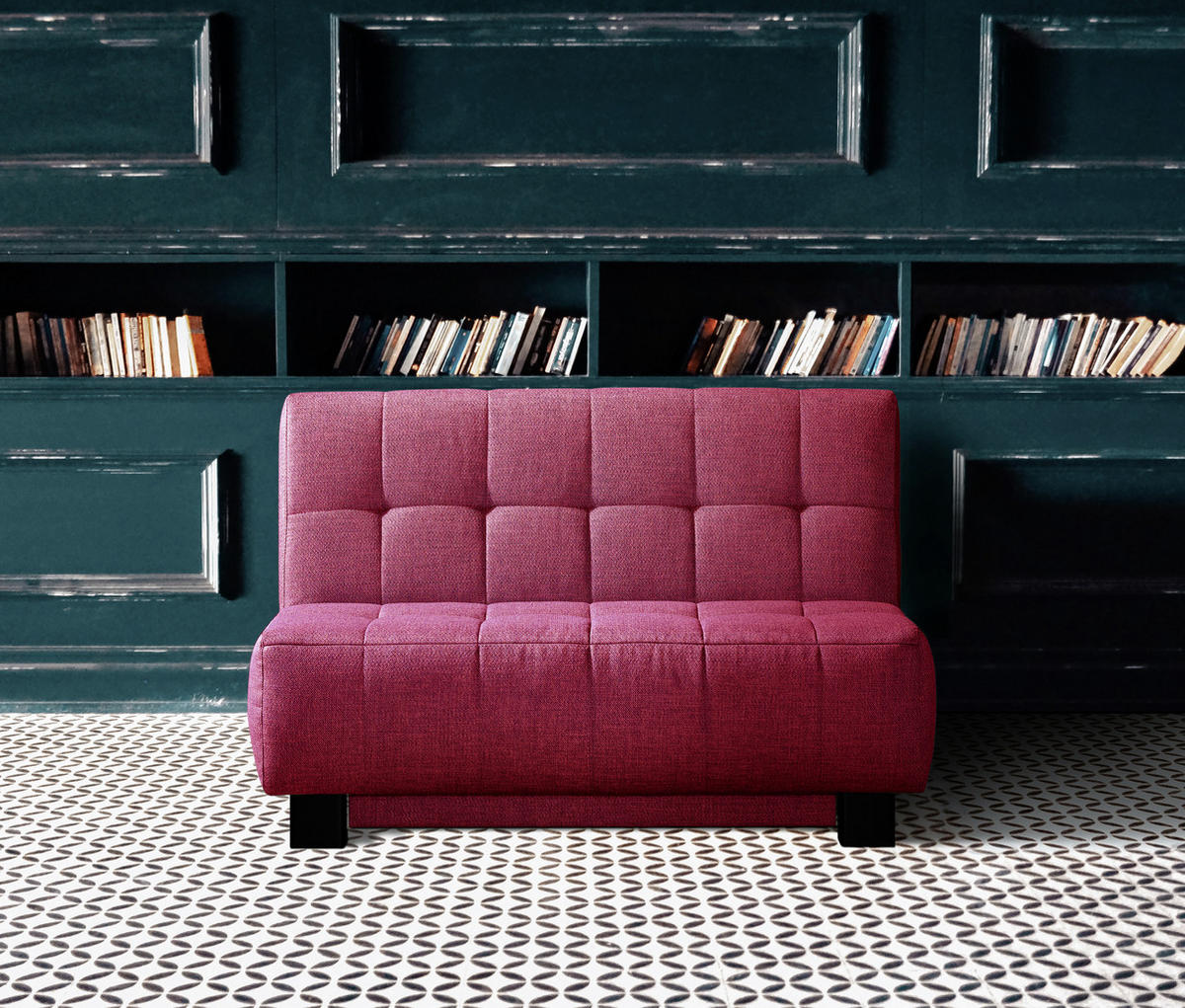 SCHLAFSOFA in Textil Rot  - Rot/Schwarz, Design, Textil/Metall (125/92/102cm) - Novel