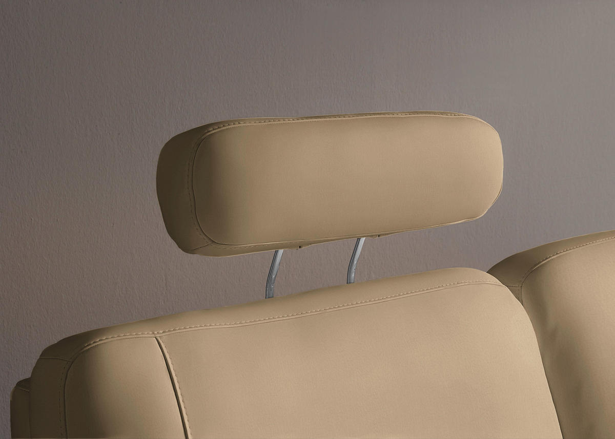 WOHNLANDSCHAFT Echtleder Beige  - Beige/Alufarben, Konventionell, Leder/Metall (165/329/239cm) - Beldomo Premium