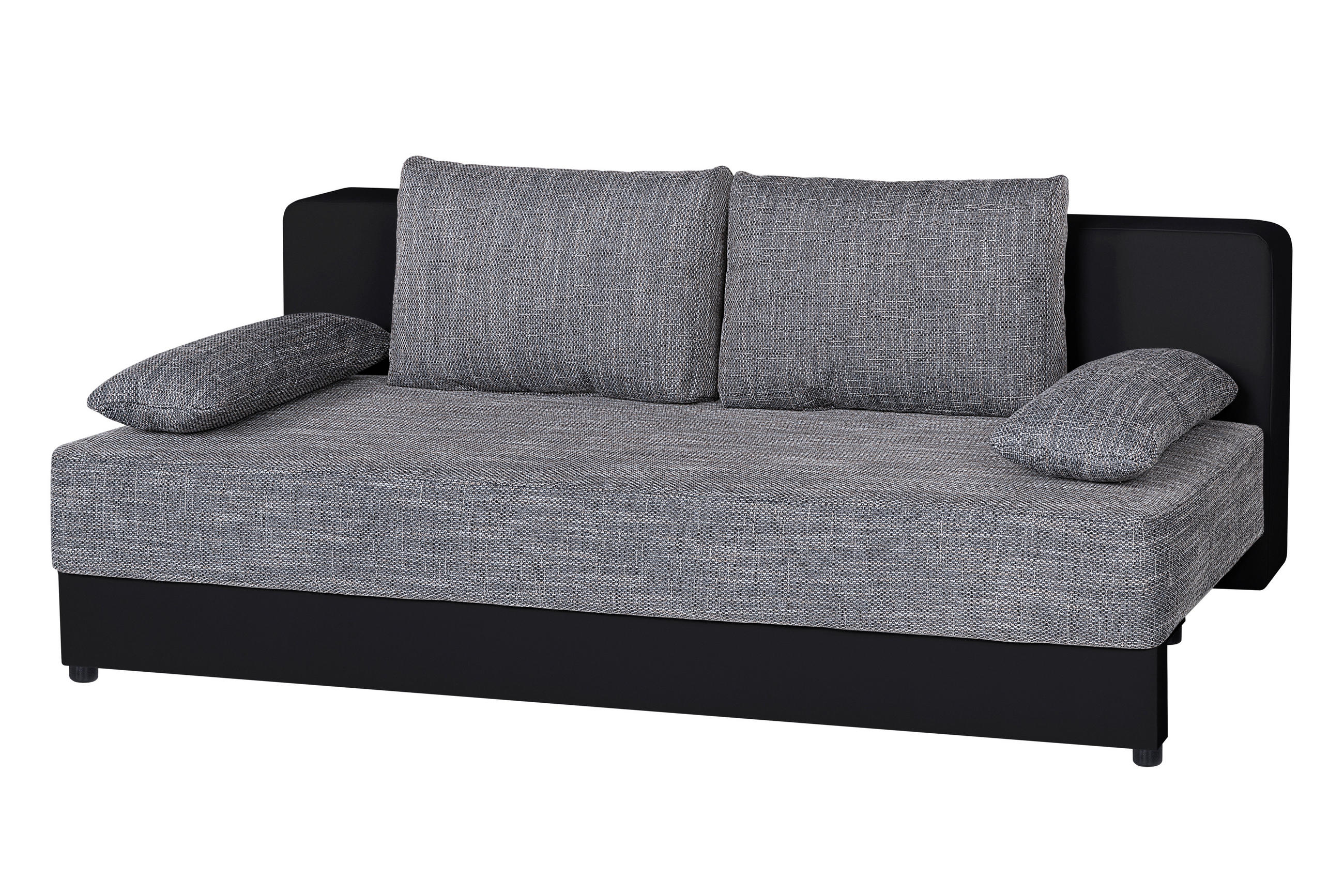 SCHLAFSOFA Lederlook, Webstoff Grau, Schwarz  - Schwarz/Grau, Basics, Kunststoff/Textil (200/90/103cm)