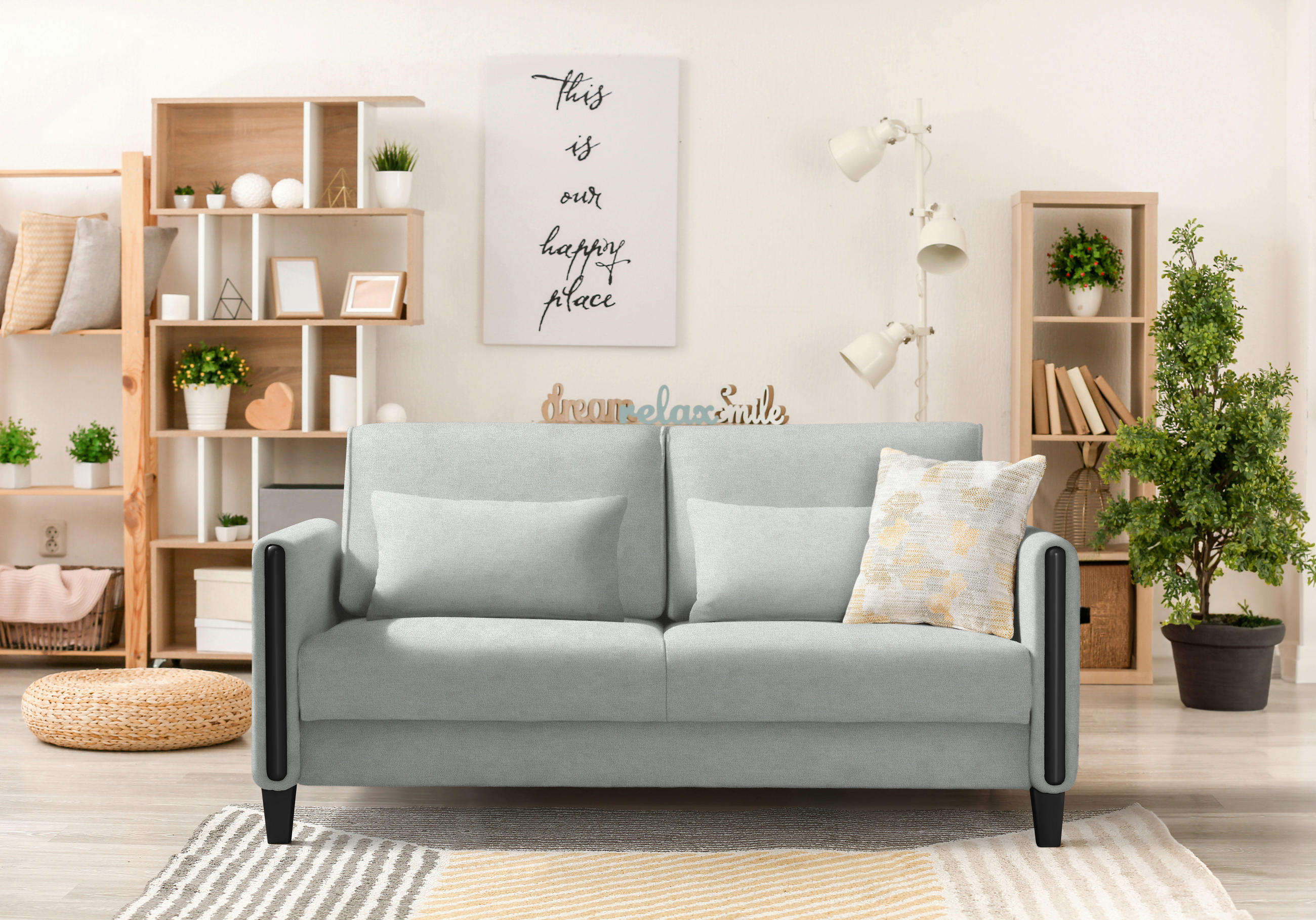 SCHLAFSOFA in Holz, Textil Schwarz, Silberfarben  - Silberfarben/Schwarz, Design, Holz/Textil (174/88/104cm) - Niels Andersson