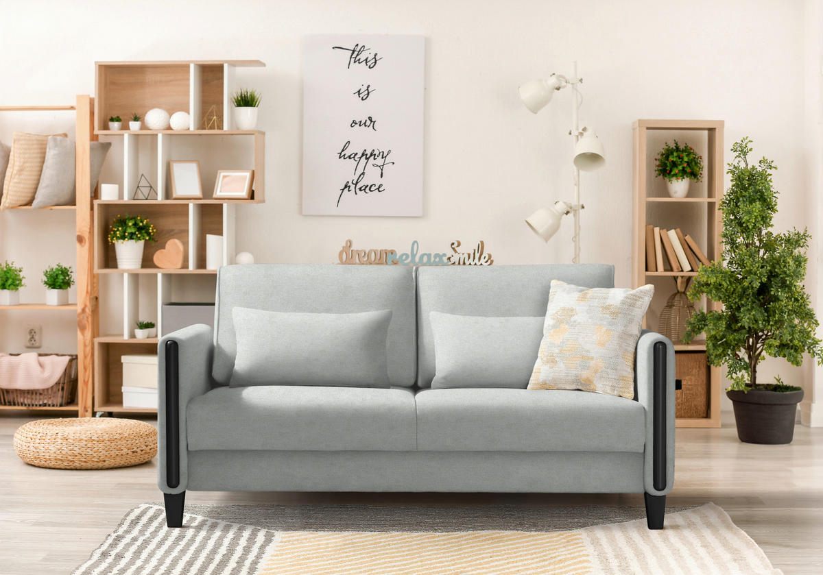 SCHLAFSOFA in Holz, Textil Schwarz, Silberfarben  - Silberfarben/Schwarz, Design, Holz/Textil (174/88/104cm) - Niels Andersson