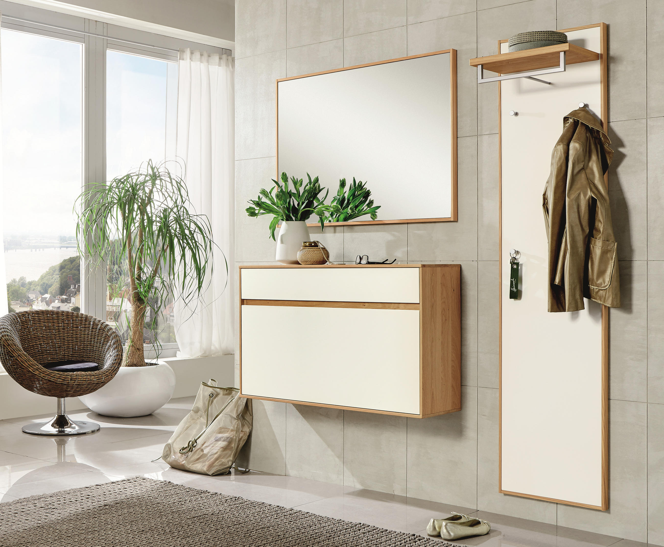GARDEROBENPANEEL 44/183/29 cm - Eichefarben/Weiß, Design, Holz (44/183/29cm)