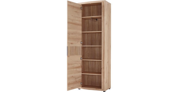 GARDEROBENSCHRANK 68/201/40 cm - Dunkelgrau/Buchefarben, KONVENTIONELL, Holzwerkstoff/Metall (68/201/40cm) - Voleo