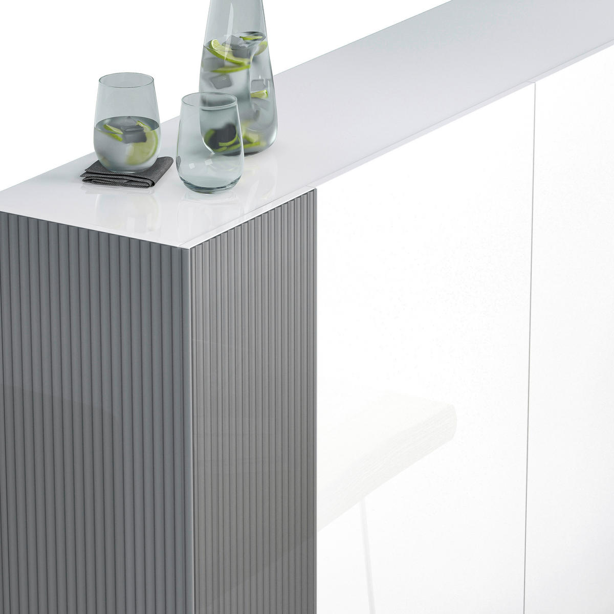 SCHUHSCHRANK Grau, Weiß  - Schwarz/Weiß, Design, Glas/Holzwerkstoff (145/113/34cm) - Voleo