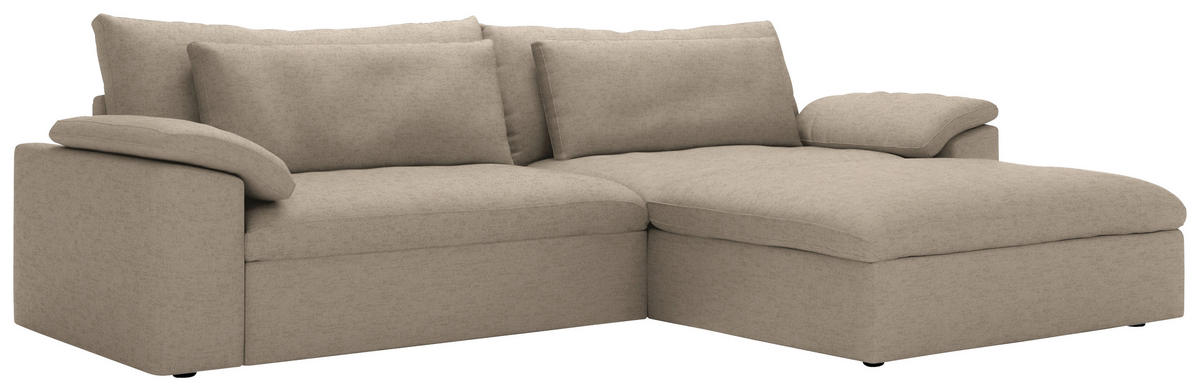 ECKSOFA Flachgewebe Naturfarben  - Schwarz/Naturfarben, Modern, Kunststoff/Textil (306/198cm) - Carryhome