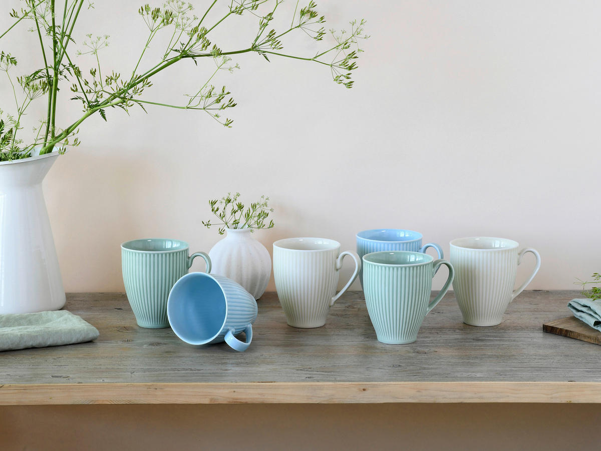 KAFFEEBECHERSET Valencia 6-teilig  - Pastellblau/Pastellgrün, Basics, Keramik - Creatable