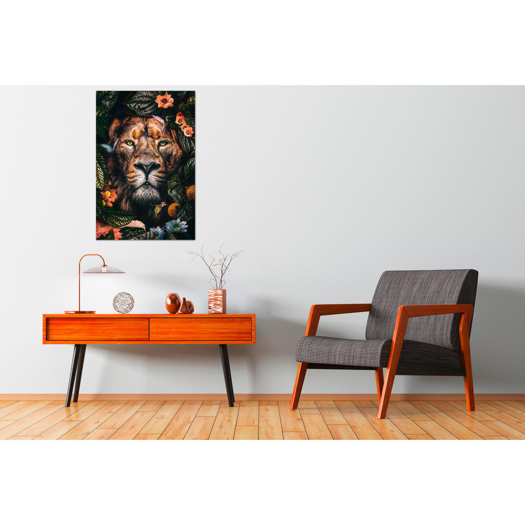 Thumbnail - Xxxl Glasbild The Lion, Mehrfarbig, Orange, Glas, 98x148x5 cm, einfache und schnelle Anbringung, Bilder und Zubehör, Wan...