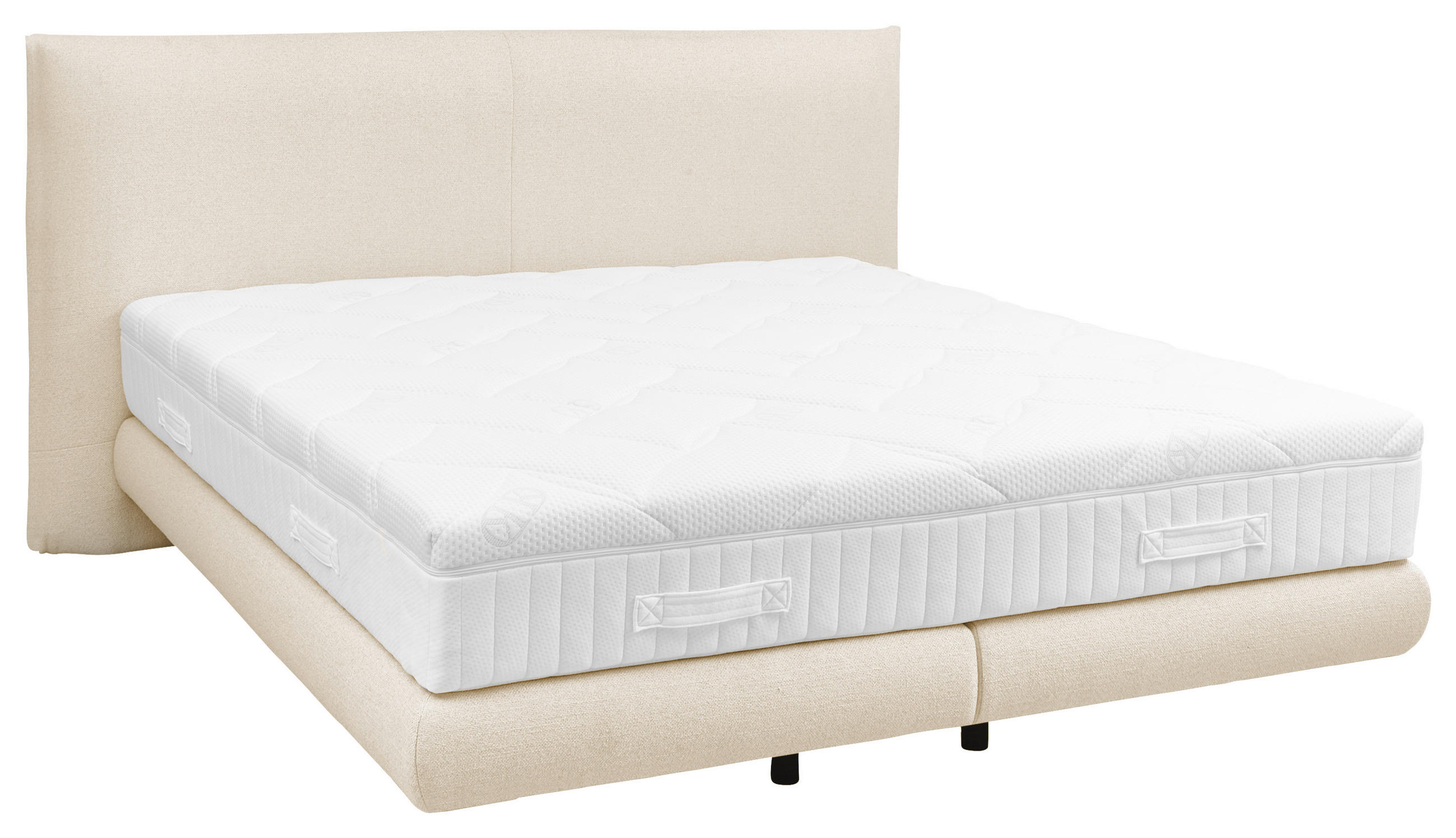 BOXSPRINGBETT 180/200 cm,  in Sandfarben, Matratze, H2 + H3 = mittel + fest, unterschiedliche Matratzenhärtegrade je Bettseite  - Sandfarben/Schwarz, Design, Holz/Holzwerkstoff (180/200cm) - Dieter Knoll