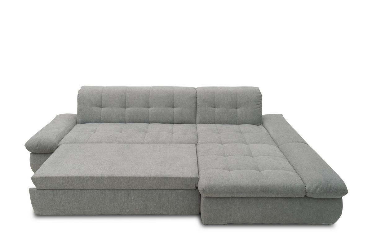 ECKSOFA Grau Mikrofaser  - Chromfarben/Grau, KONVENTIONELL, Textil/Metall (300/172cm) - MID.YOU