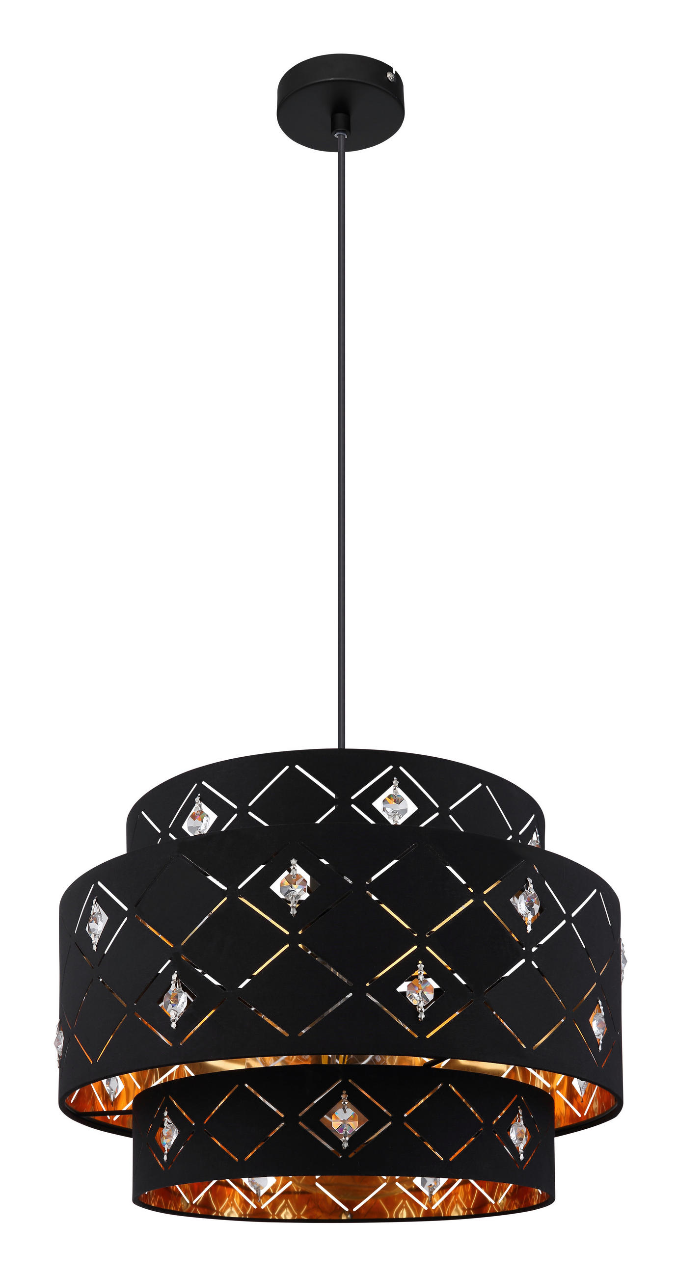 Lustră 40/140 cm  - străveziu/auriu, Design, plastic/metal (40/140cm)