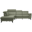 ECKSOFA in Echtleder Grün  239/285 cm  - Schwarz/Grün, Design, Leder/Metall (239/285cm) - Cantus