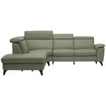 ECKSOFA in Echtleder Grün  239/285 cm  - Schwarz/Grün, Design, Leder/Metall (239/285cm) - Cantus