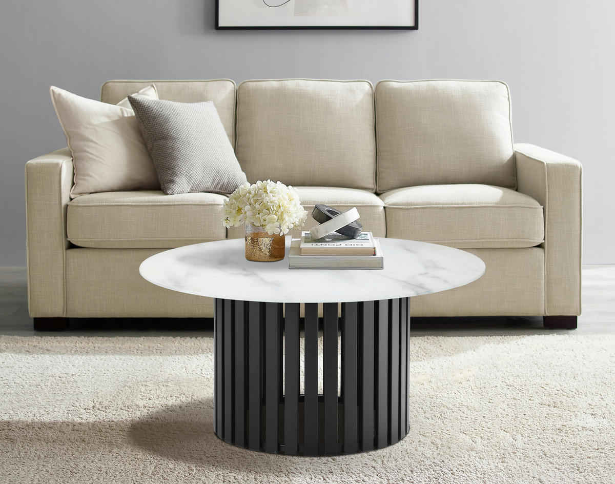 COUCHTISCH in Metall, Glas 80/80/40 cm  - Weiss/Schwarz, Design, Glas/Metall (80/80/40cm) - Livetastic