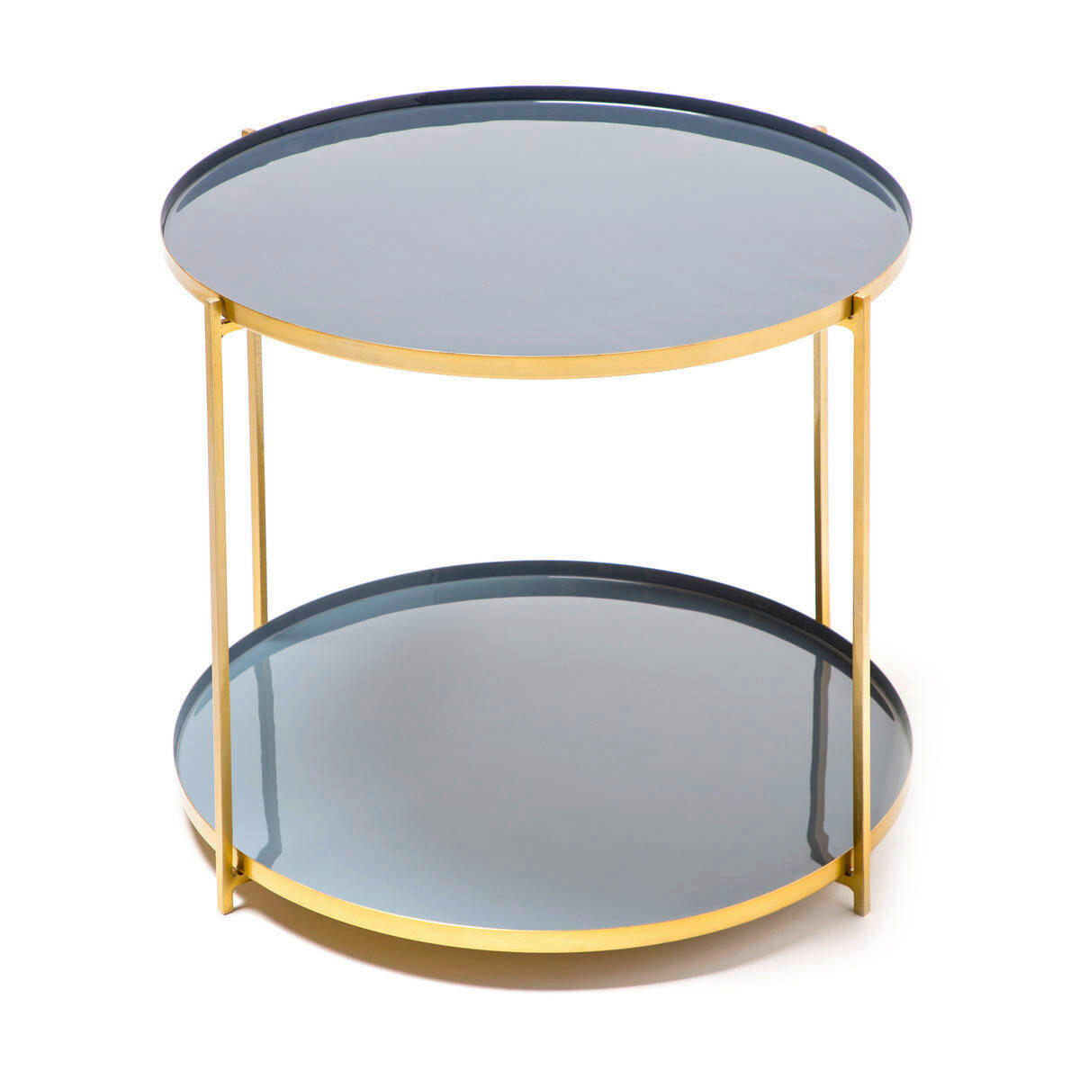 ODKLÁDACÍ STOLEK, šedá, tmavě modrá - šedá/barvy zlata, Basics, kov (50/50/40cm)