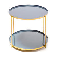 ODKLÁDACÍ STOLEK, šedá, tmavě modrá - šedá/barvy zlata, Basics, kov (50/50/40cm)