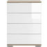 NACHTKÄSTCHEN in Weiß, Eichefarben - Eichefarben/Alufarben, Design, Glas/Holzwerkstoff (52 74 38cm) - Carryhome NACHTKÄSTCHEN in Weiß, Eichefarben - Eichefarben/Alufarben, Design, Glas/Holzwerkstoff (52 74 38cm) - Carryhome