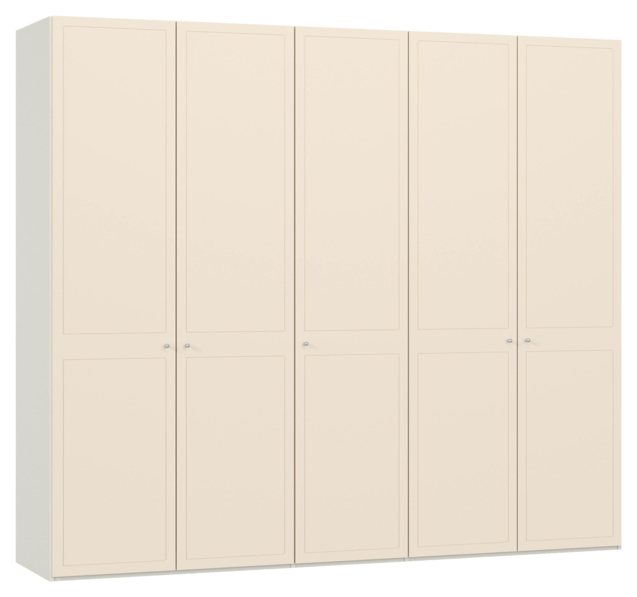 KLEIDERSCHRANK 253/220/59 cm,  in Creme, Weiß, Kaschmir, 5-türig  - Kaschmir/Silberfarben, Design, Holzwerkstoff/Metall (253/220/59cm) - Jutzler