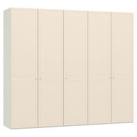 KLEIDERSCHRANK 253/220/59 cm,  in Creme, Weiß, Kaschmir, 5-türig  - Kaschmir/Silberfarben, Design, Holzwerkstoff/Metall (253/220/59cm) - Jutzler