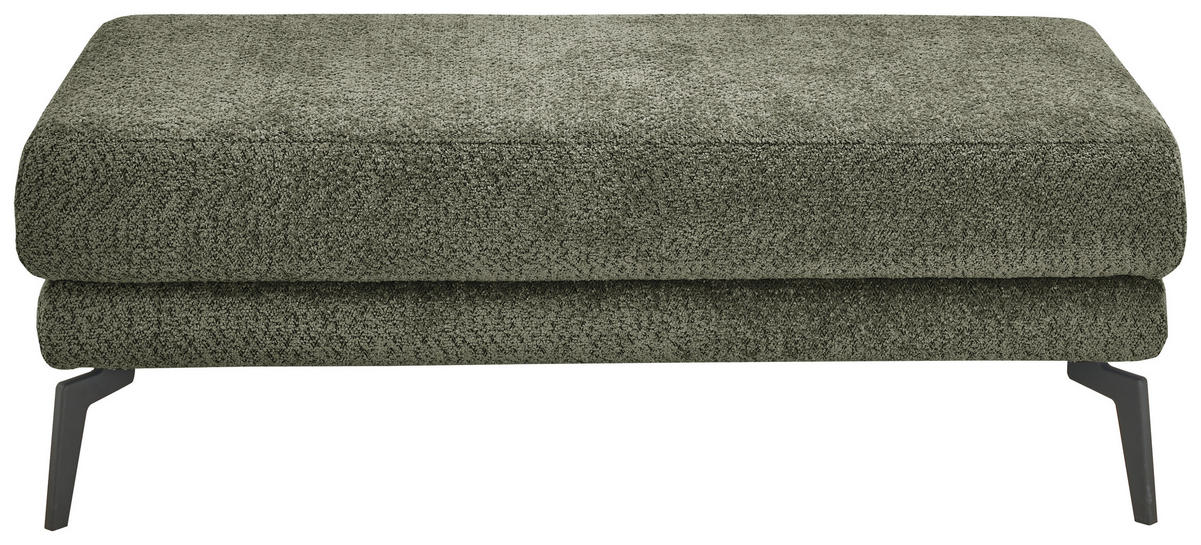 HOCKER Chenille Olivgrün  - Schwarz/Olivgrün, KONVENTIONELL, Textil/Metall (130/44/68cm) - SetOne by Musterring