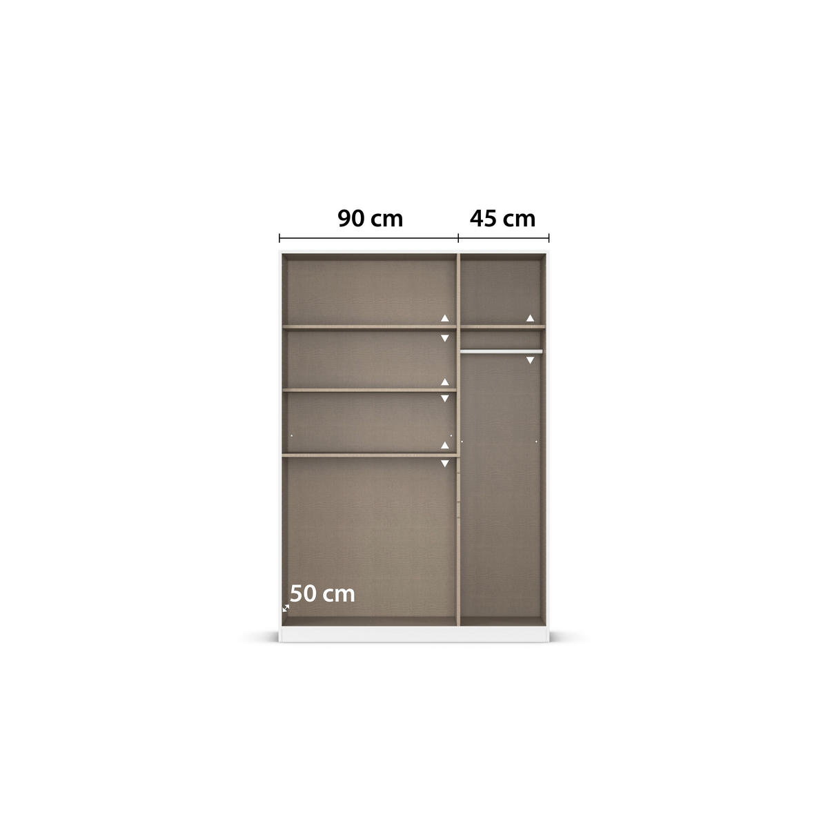 KLEIDERSCHRANK 136/197/54 cm 5-türig Weiß  - Weiß, Design, Glas/Holzwerkstoff (136/197/54cm) - Rauch Möbel