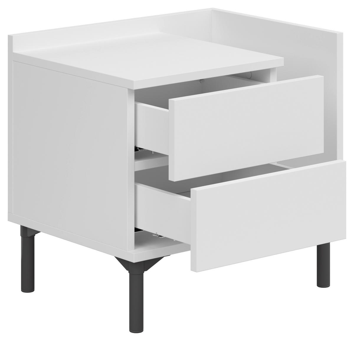 NACHTKÄSTCHEN 50/48/38 cm  in Weiß  - Graphitfarben/Weiß, Design, Holzwerkstoff/Kunststoff (50/48/38cm) - Lomoco