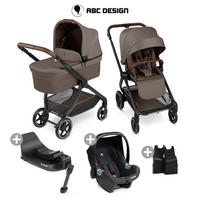 KINDERWAGENSET  City Life All in One Set  Nature  - Graubraun/Schwarz, Basics, Textil/Metall (82/52/107,5cm) - ABC Design