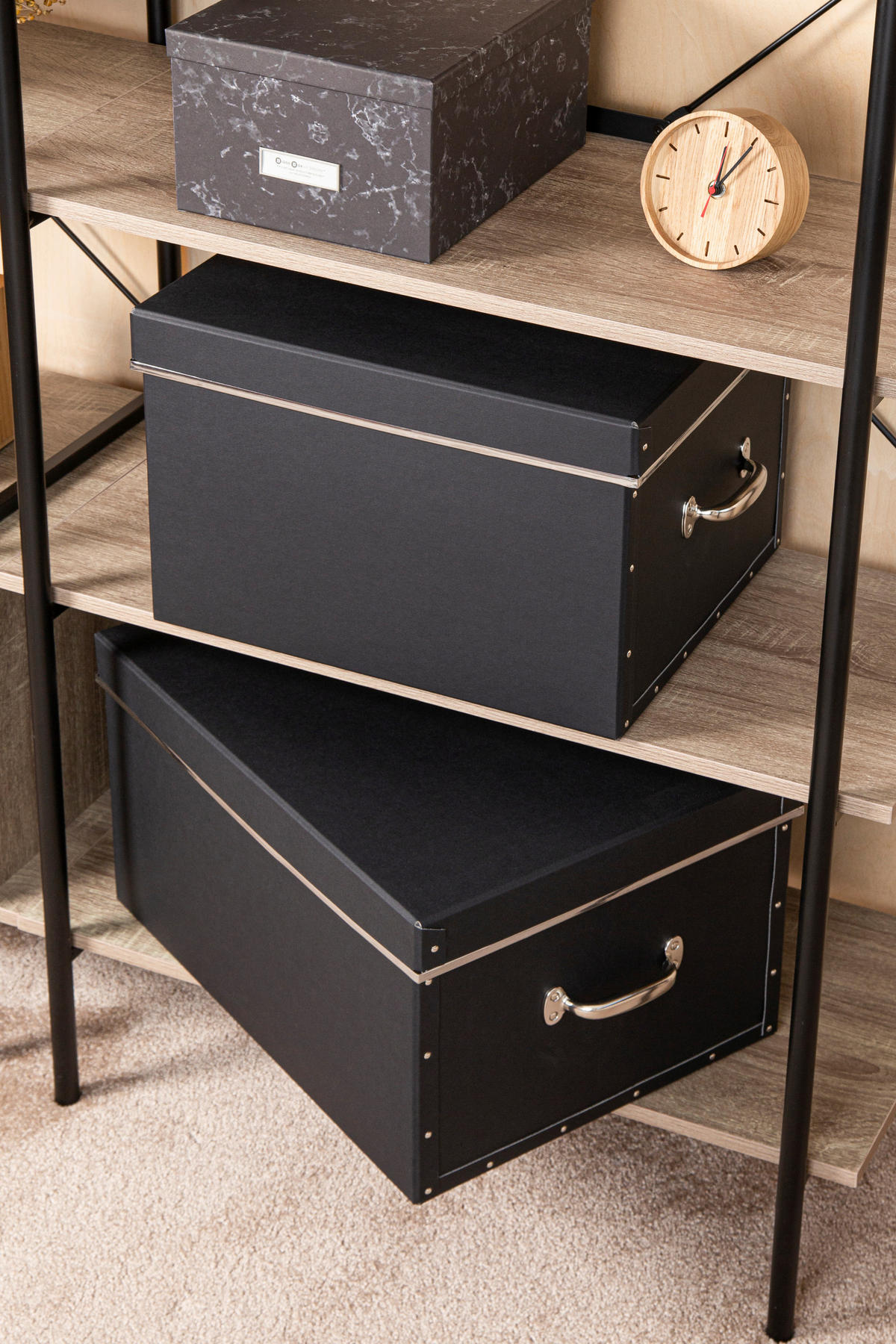 AUFBEWAHRUNGSBOX    51/38/28.5 cm  - Schwarz, Basics, Karton/Papier (51/38/28.5cm)