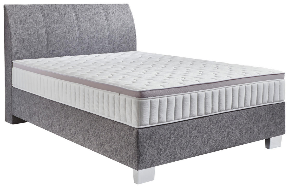 BOXSPRINGBETT 120/200 cm  in Platinfarben  - Platinfarben/Chromfarben, Konventionell, Kunststoff/Textil (120/200cm) - Hom`in