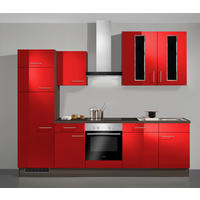 EINBAUKÜCHE   - Ulmefarben/Rot, Basics, Holzwerkstoff - Venda