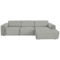 ECKSOFA Feincord Hellgrau  - Hellgrau/Schwarz, Design, Kunststoff/Textil (301/177cm) - Beldomo Style