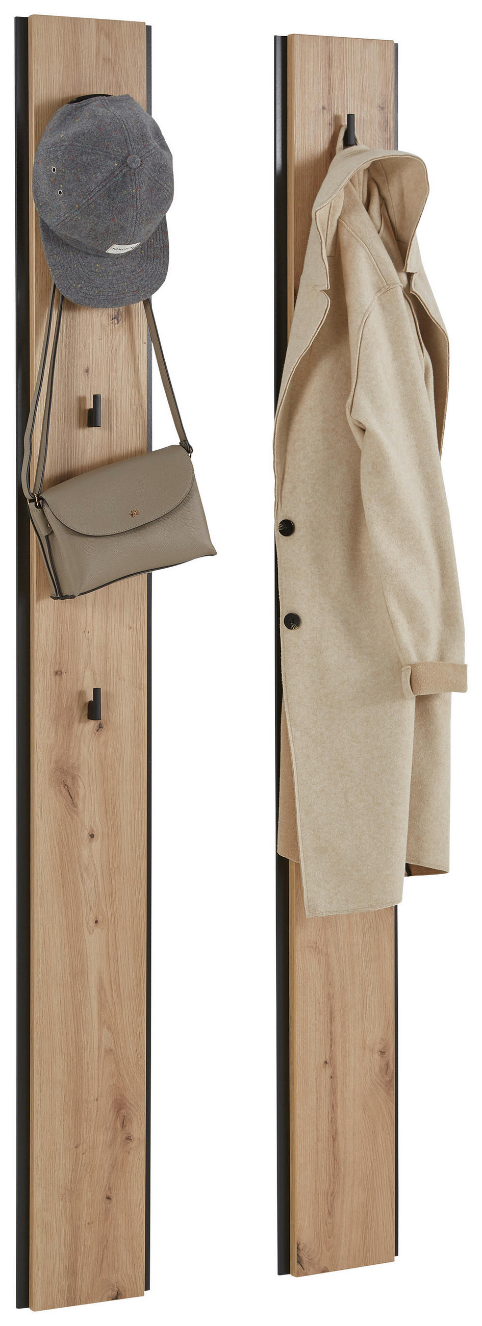 GARDEROBENPANEEL 2 Stück  in 19,6/170/3 cm  - Schwarz/Eiche Artisan, KONVENTIONELL, Holzwerkstoff (19,6/170/3cm) - Voleo