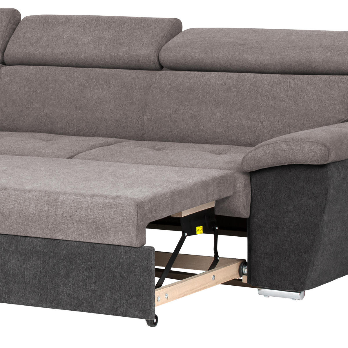 ECKSOFA in Mikrofaser Grau, Schwarz  216/262 cm  - Chromfarben/Schwarz, Design, Textil/Metall (216/262cm) - Livetastic