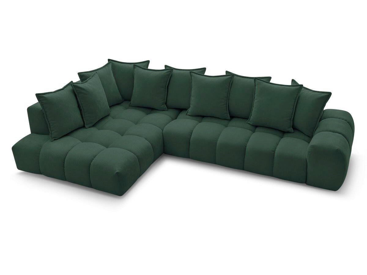 ECKSOFA Ottomane links  EVEREST Grün Struktur  - Schwarz/Grün, MODERN, Kunststoff/Textil (352/210cm)