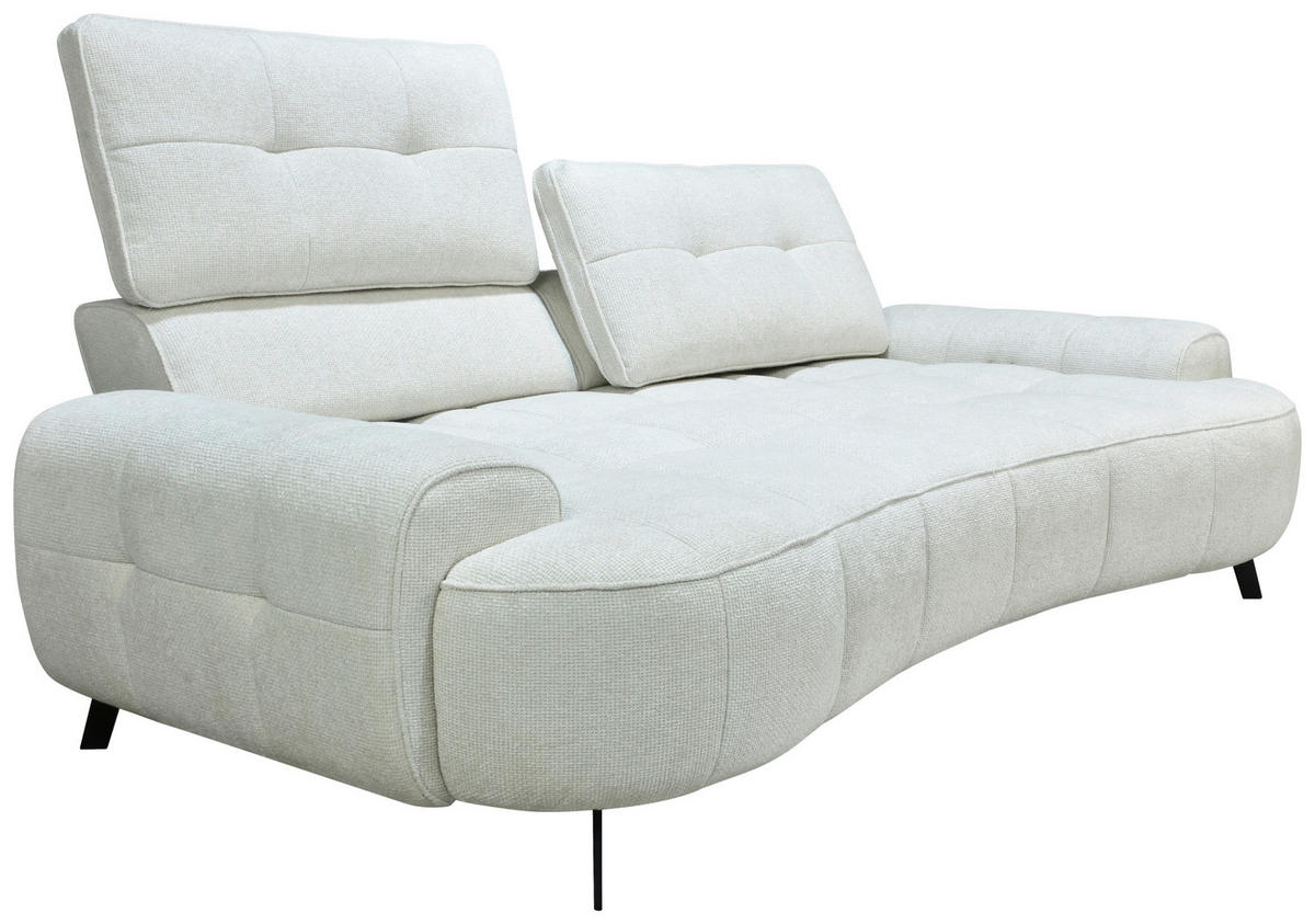 2-SITZER-SOFA Chenille Creme  - Creme/Schwarz, Design, Kunststoff/Textil (230/84/104/111/122cm) - Livetastic