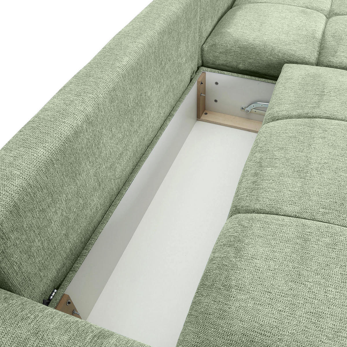 ECKSOFA Hellgrün Flachgewebe  - Schwarz/Hellgrün, KONVENTIONELL, Textil/Metall (295/180cm) - Carryhome