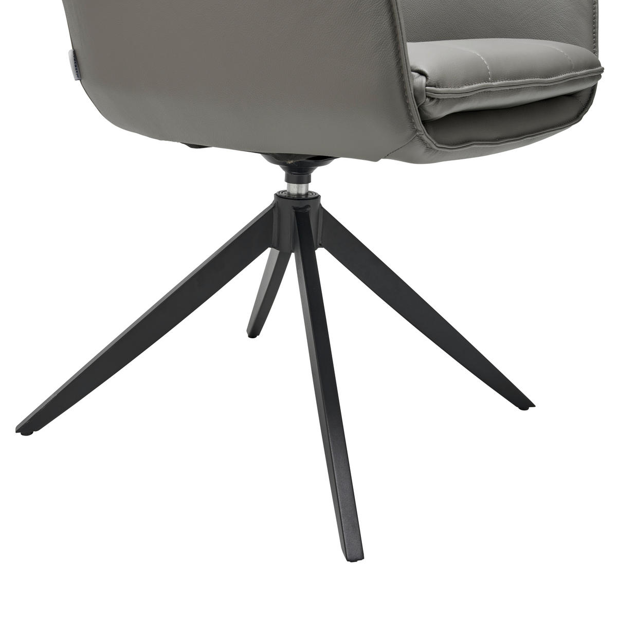 ARMLEHNSTUHL  in Stahl Echtleder pigmentiert  - Dunkelgrau/Schwarz, Design, Leder/Metall (59/87/64.5cm) - Livetastic