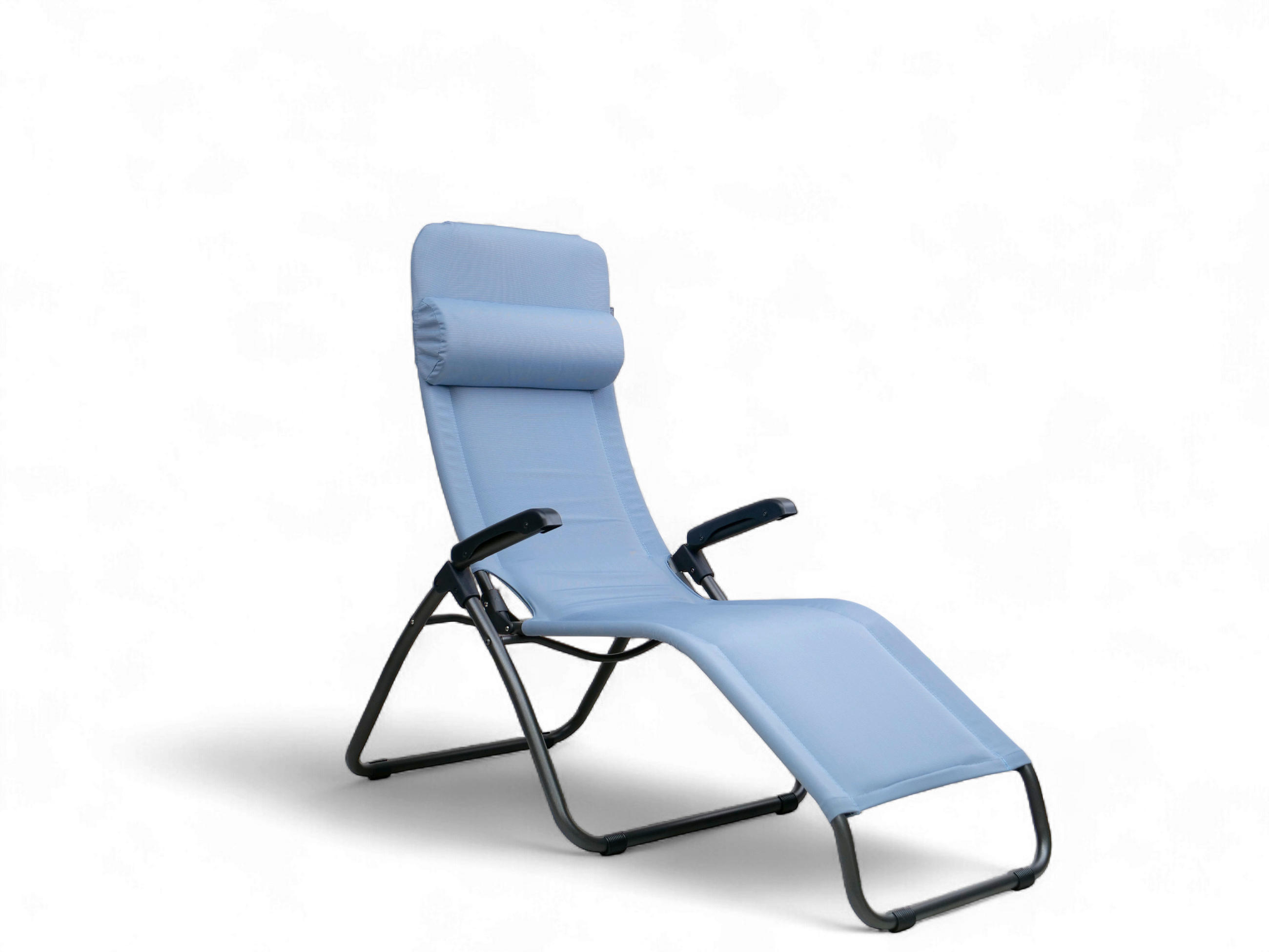 BÄDERLIEGE 69/118/185 cm  - Azurblau/Anthrazit, KONVENTIONELL, Textil/Metall (69/118/185cm)