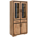 VITRINE  in vollmassiv Akazie, Altholz Schwarz, Akaziefarben  - Schwarz/Akaziefarben, LIFESTYLE, Glas/Holz (88/180/40cm) - Landscape