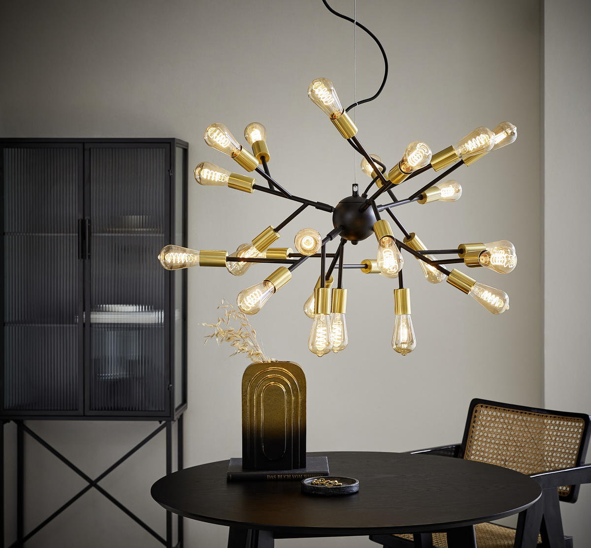 HÄNGELEUCHTE Hero Planfoud 80/145 cm   - Messingfarben/Schwarz, LIFESTYLE, Metall (80/145cm) - By Rydéns