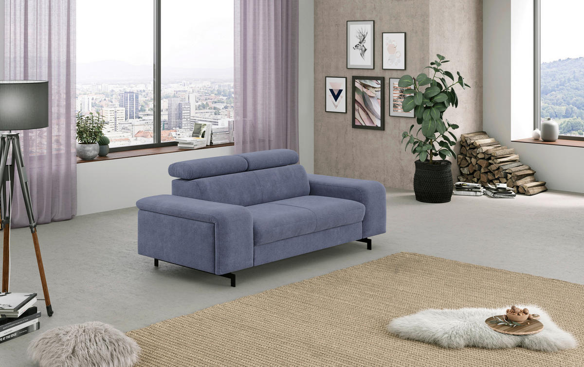 2-SITZER-SOFA Blau  - Blau/Schwarz, Textil/Metall (198/81/100cm) - MID.YOU