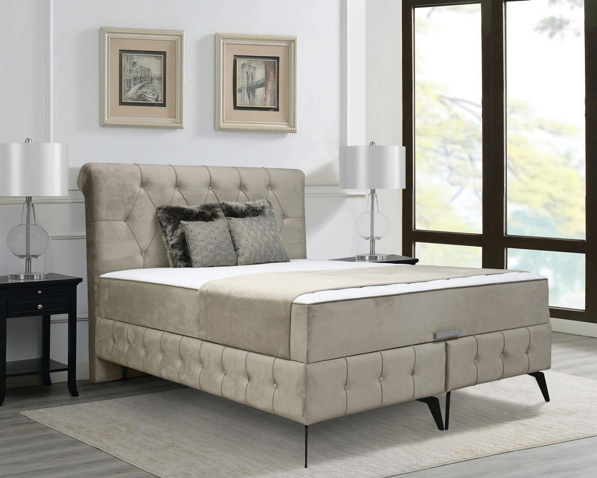 BOX KREVET 160/200 cm     bež  - bež/crna, Moderno, drvni materijal/tekstil (160/200cm) - Hom`in
