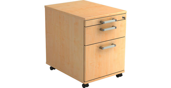 ROLLCONTAINER 42,8/59/58 cm  - Chromfarben/Ahornfarben, KONVENTIONELL, Holzwerkstoff/Kunststoff (42,8/59/58cm) - Venda